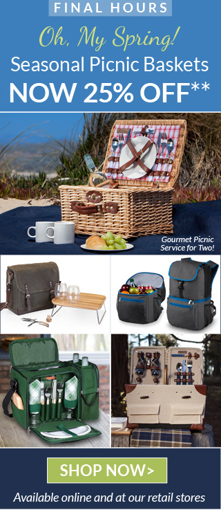 Picnic Baskets Now 25% Off!