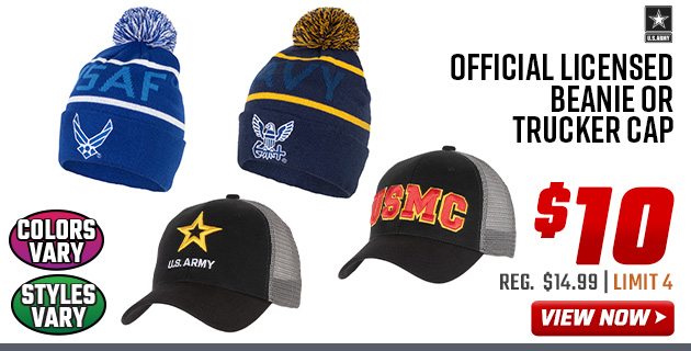 U.S. Military Official Licensed Beanie or Trucker Cap