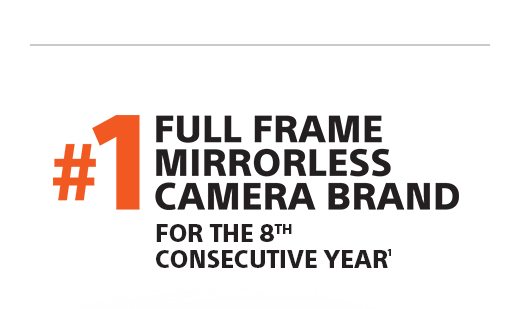 #1 FULL FRAME MIRRORLESS CAMERA BRAND FOR THE 8TH CONSECUTIVE YEAR(1)