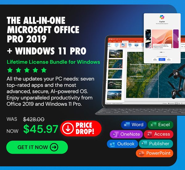 The All-in-One Microsoft Office Pro 2019 for Windows: Lifetime License + Windows 11 Pro Bundle