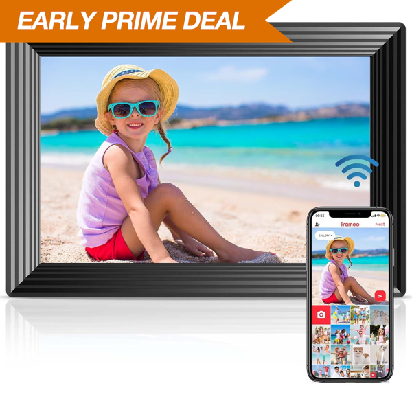 Frameo 10.1" WiFi Digital Picture Frame, Smart Digital Photo Frame with 16GB Storage, 1280x800 IPS HD Touch Screen, Auto-Rotate, Easy Setup to Share Photos or Videos Remotely via App from Anywhere