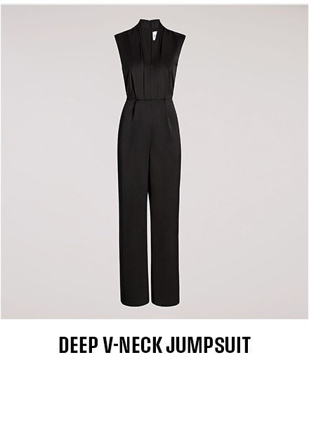 Deep V-Neck Jumpsuit (Black)