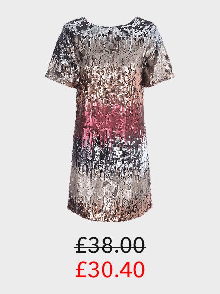 Womens Gold Ombre Sequin Dress