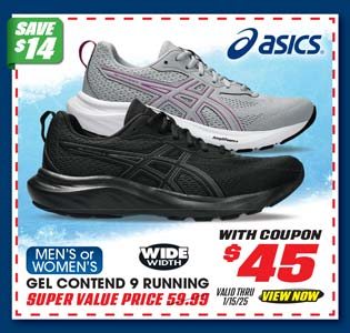 ASICS Gel Contend 9 Men's or Women's Running Shoes