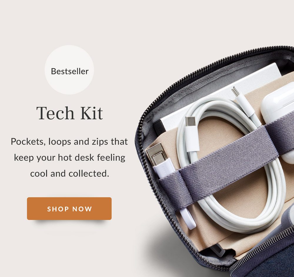 Pockets, loops and zips that keep your hot desk feeling cool and collected.