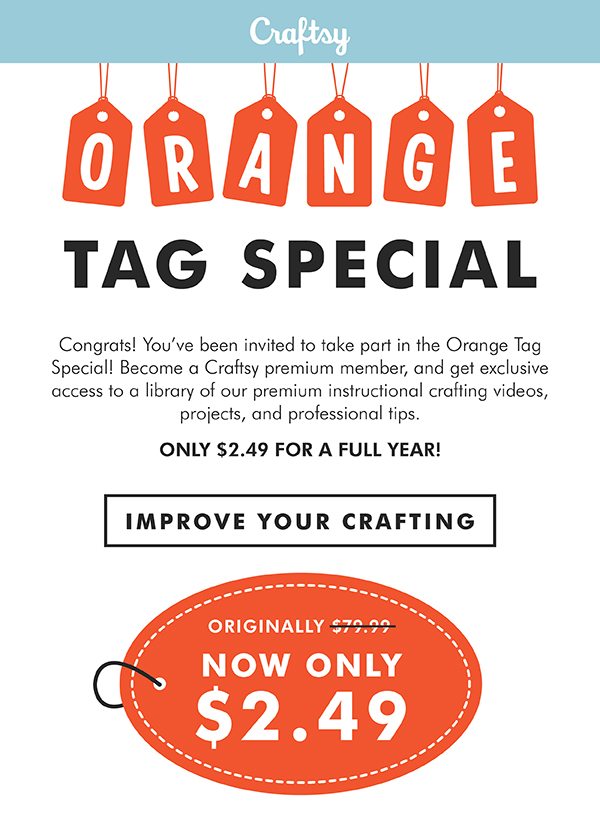 Craftsy Orange Tag Savings