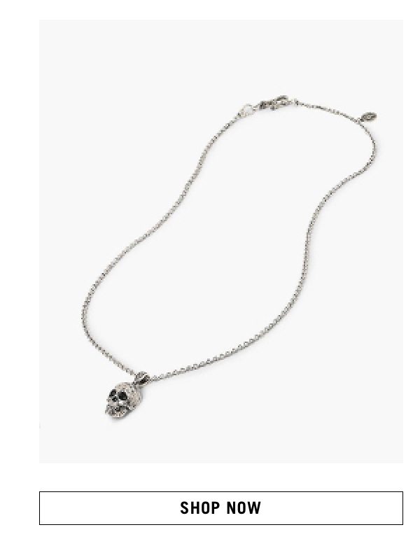 SILVER DISTRESSED SKULL NECKLACE