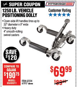 1250 lbs. Capacity Vehicle Positioning Wheel Dolly