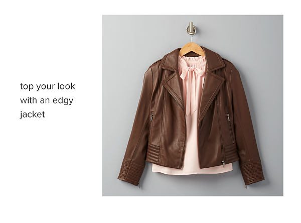 Top your look with an edgy jacket.