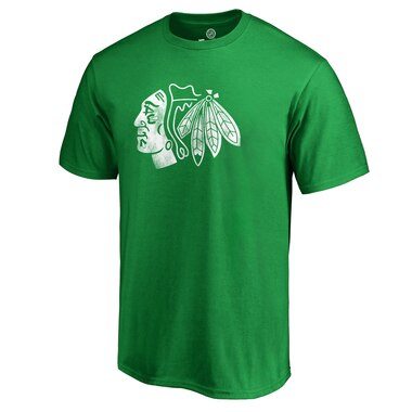 Fanatics Branded Chicago Blackhawks Kelly Green St. Patrick's Day White Logo T-Shirt