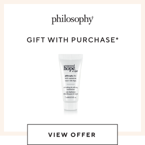 Receive a philosophy renewed hope moisturiser 7ml when you spend over $49 on philosophy