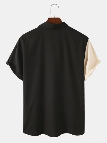 Asymmetric Color Matching Casual Shirt