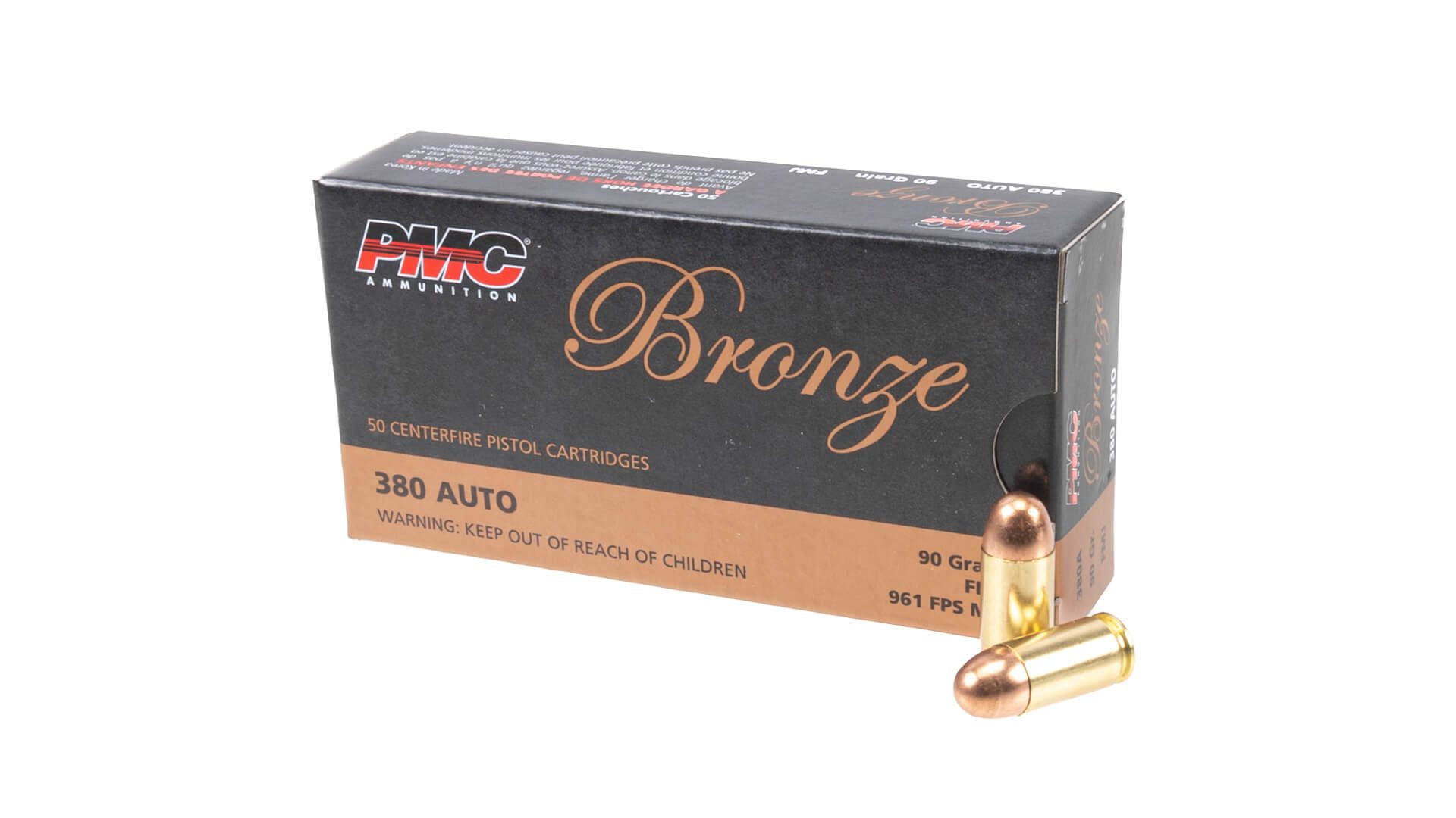 PMC Ammunition Bronze .380 Auto 90gr FMJ Ammunition - 500rd Box