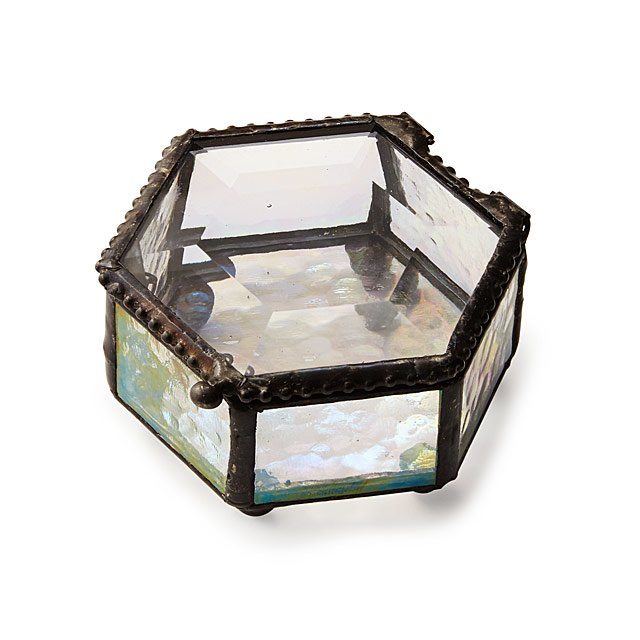 Hexagon Stained Glass Mini Jewelry Box