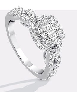 14K White Gold Diamond Engagement Ring