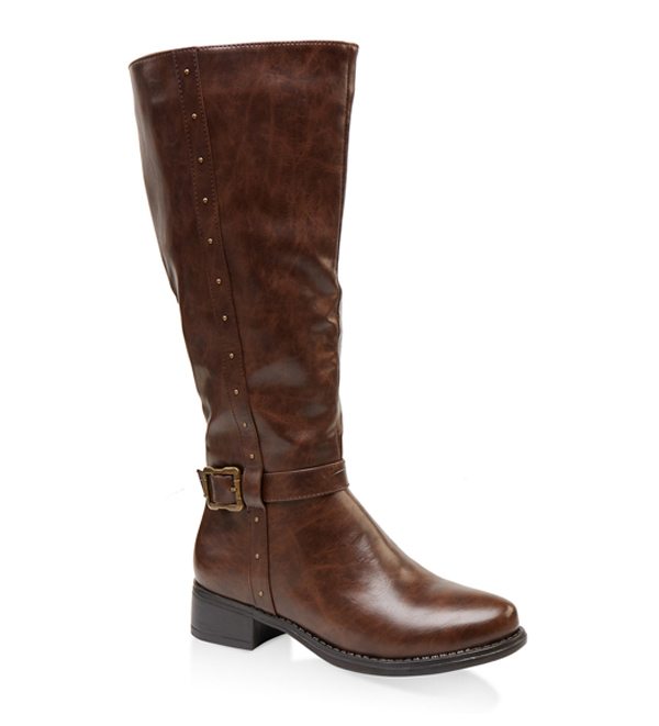 Studded Tall Wide Calf Riding Boots