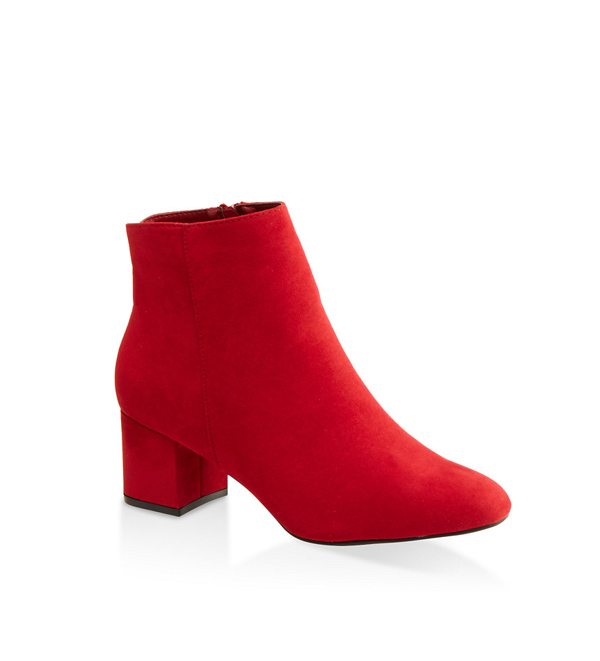 Round Toe Mid Block Heel Booties