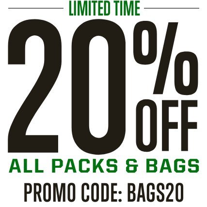 20% Off All Bags and Packs
