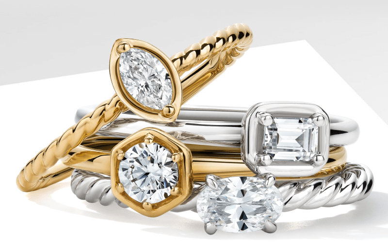 An assortment of engagement rings