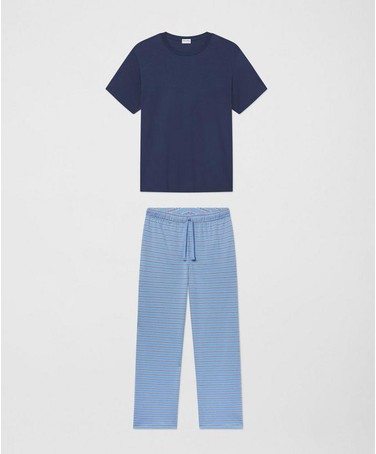 Brooks Brothers X LAKE Men's T-Shirt Pajamas Set in Blue BB#1 Stripe