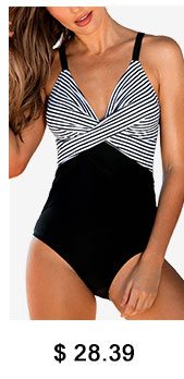 Spaghetti Strap Striped One Piece Swimwear