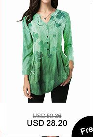 St Patricks Day Split Neck Printed Green Blouse