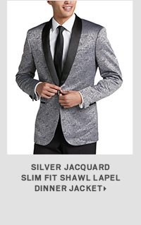 Silver Jacquard Slim Fit Shawl Lapel Dinner Jacket>