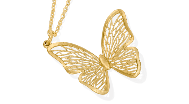 Diamond-cut Butterfly Necklace 10K Yellow Gold 18''