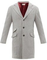 Single-breasted Wool And Cashmere Herringbone Coat - Grey