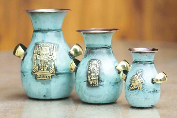 Copper Bronze Vases, 'Inca Inheritance'