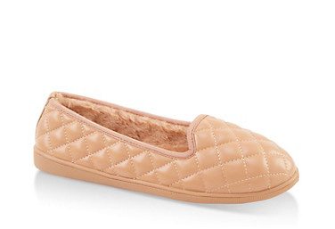 Quilted Faux Fur Lined Flats