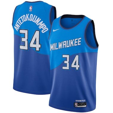 Giannis Antetokounmpo Milwaukee Bucks Nike 2020/21 Swingman Player Jersey Blue – City Edition