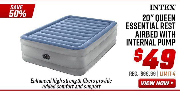 Intex 20'' Queen Essential Rest Airbed With Internal Pump