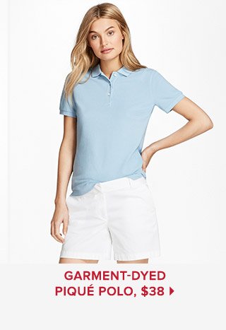 GARMENT-DYED PIQUE POLO, $38