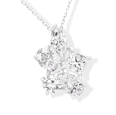 All You Are Multi-Shape Lab-Grown Diamond Cluster Necklace 1 ct tw 14K White Gold 18''