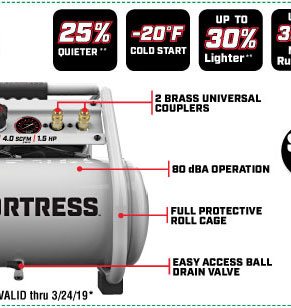 View 4 Gallon 1.5 HP 200 PSI Oil-Free Professional Air Compressor