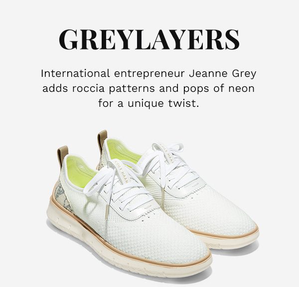 GREYLAYERS | International influency Jeanne Grey adds roccia patters and pops of neon for a unique twise.