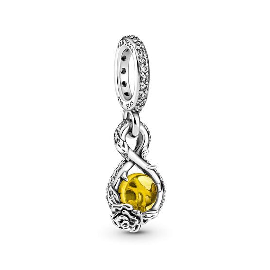 Pandora Disney Belle Infinity & Rose Flower Crystal Pendant