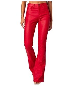 Edikted Luna Faux Leather Flare Jeans