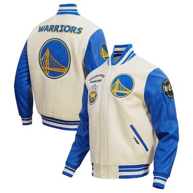 Men's Pro Standard Cream Golden State Warriors Retro Classic Varsity Full-Zip Jacket