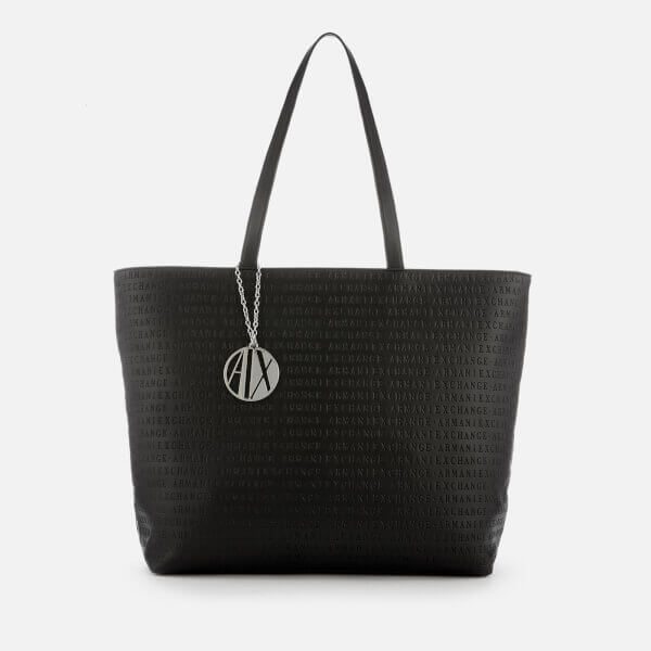 Armani Exchange Women's All Over Logo Embossed Zip Tote Bag