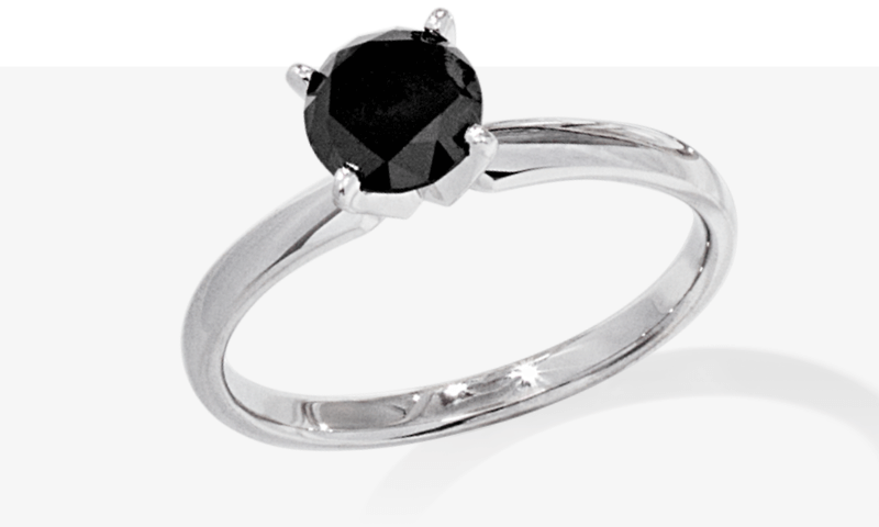 Black Diamond Solitaire Ring 1 ct tw 14K White Gold