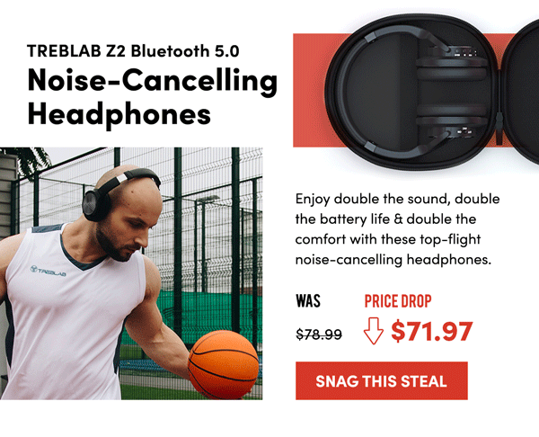 TREBLAB Bluetooth Noise Cancelling Headphones | Snag This Steal