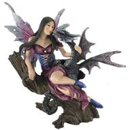 Pink Forest Fairy with Dragon Statue