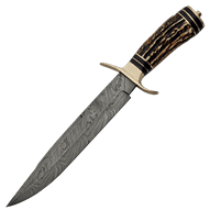 Stag Handle Damascus Hunting Knife