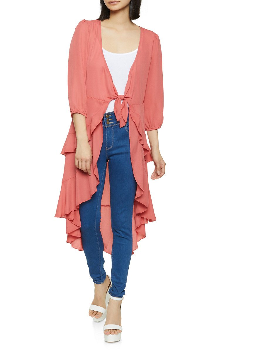 Tie Front Ruffled Duster