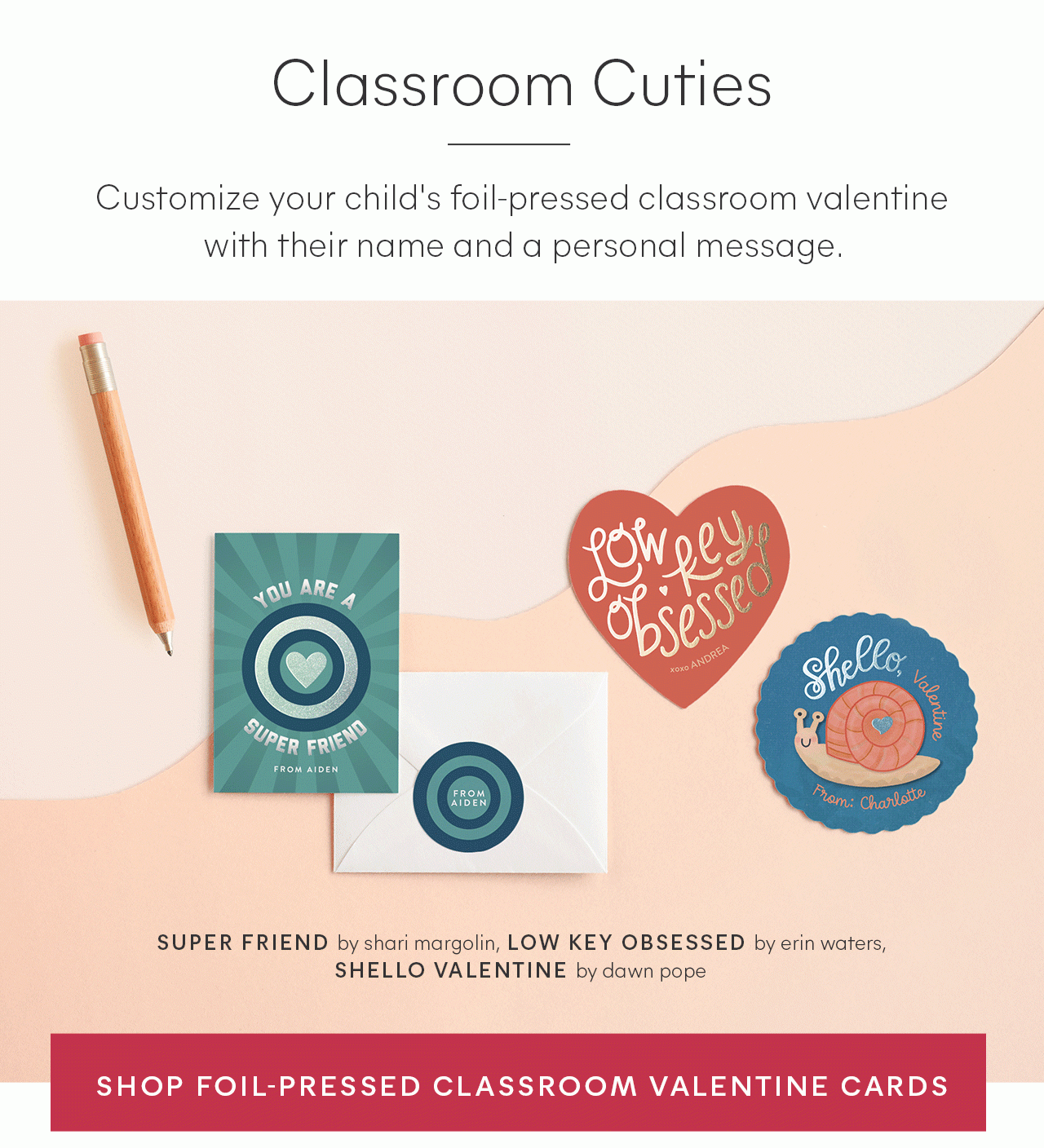 Shop Foil-Pressed Classroom Valentine Cards