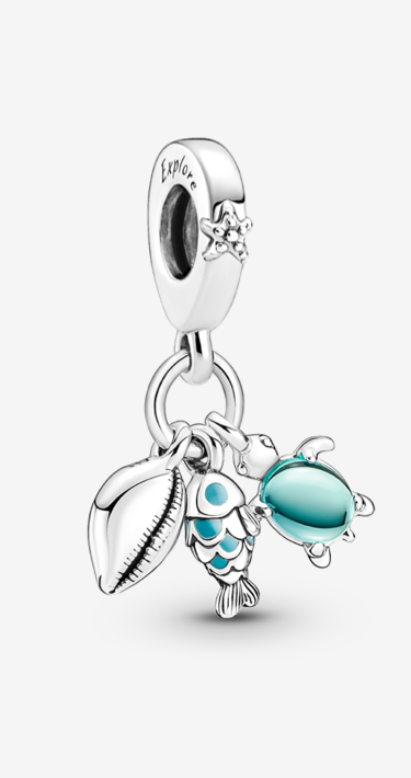 Fish, Sea Turtle & Conch Triple Dangle Charm