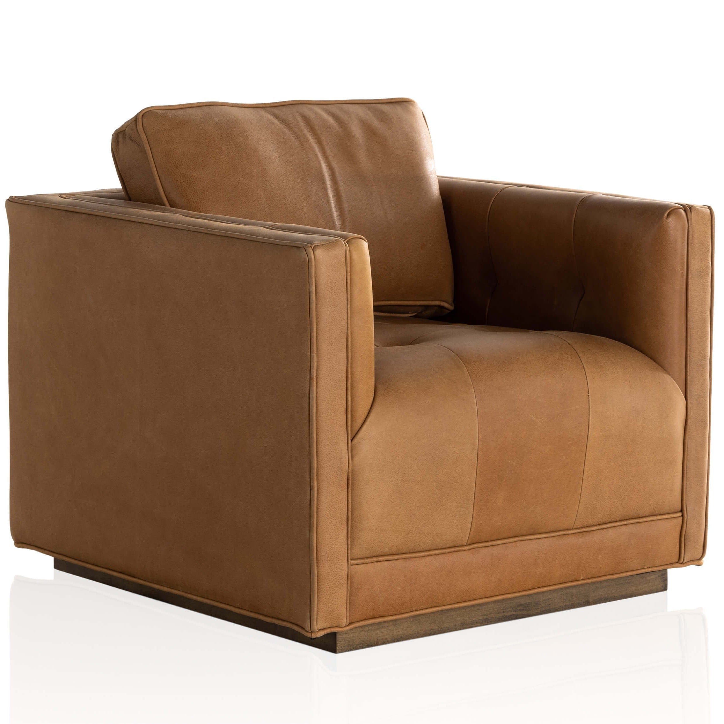 Image of Kiera Leather Swivel Chair, Palermo Cognac