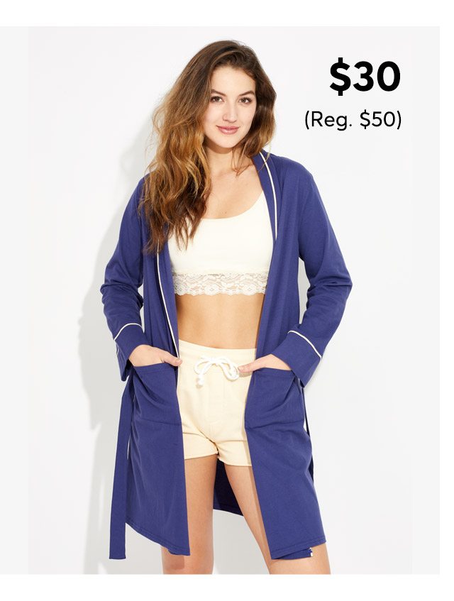 Pocket Robe in Midnight Navy, regular $50, on sale for $30